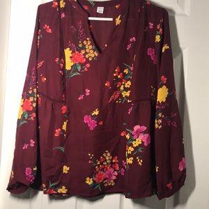 Burgundy floral blouse